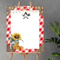 Blank Create Your Own BBQ Baby Shower Red Plaid 