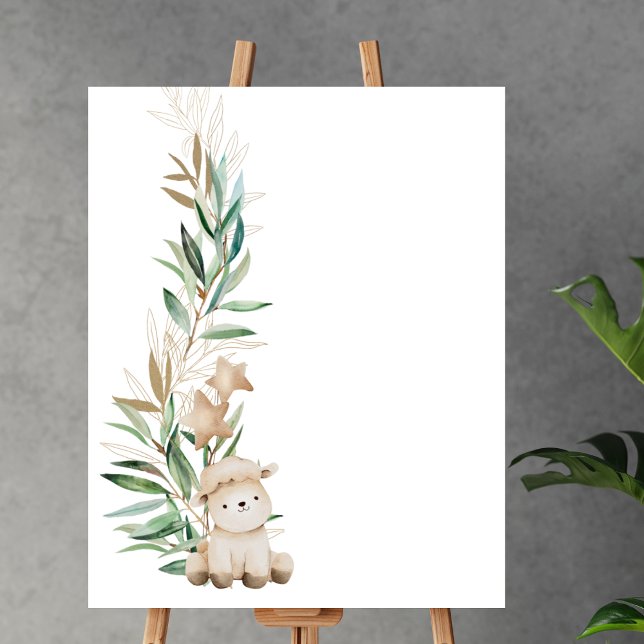 Blank Create Your Own Sweet Little Lamb Greenery Poster (Creator Uploaded)