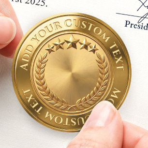 Blank Custom Laurels Five Star Achievement 3D Foil Classic Round Sticker