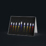Blank Customizable Chanukah Greeting Card 2<br><div class="desc">Lit Chanukah candles against a black background.  Customize to add your own greeting.</div>