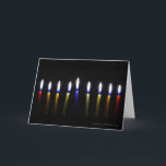 Blank Customizable Chanukah Greeting Card 2<br><div class="desc">Lit Chanukah candles against a black background.  Customize to add your own greeting.</div>