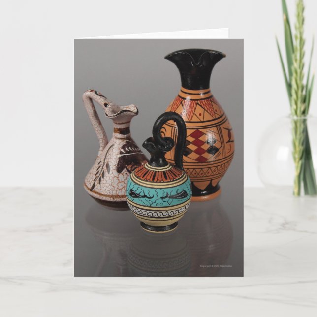 Blank Customizable Greek Vases Greeting Card 3 (Front)