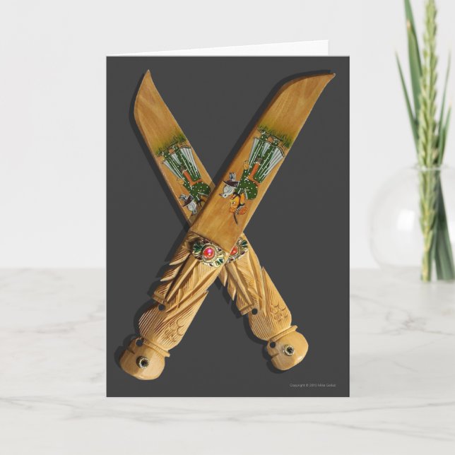 Blank Customizable Wooden Knives Greeting Card (Front)