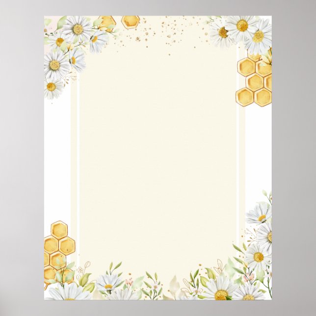 Blank DIY Create Make Your Own Bumblebee Daisy Art Poster (Front)