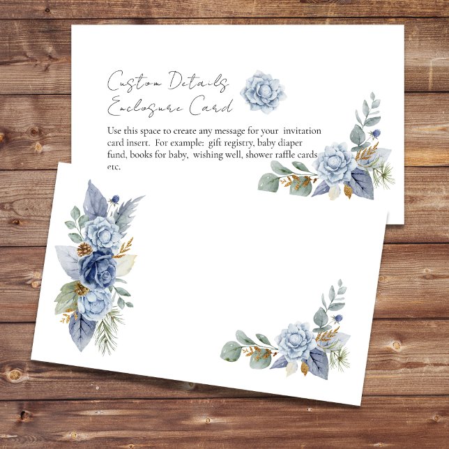 Blank DIY Greenery Dusty Blue Flower  Enclosure Card (Creator Uploaded)