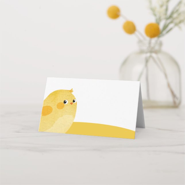 Blank Easter buffet card with yellow chicken (Front)