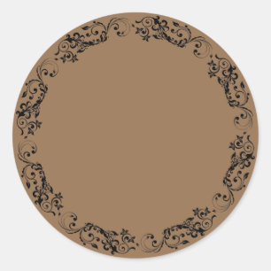 Blank elegant ornament round sticker label