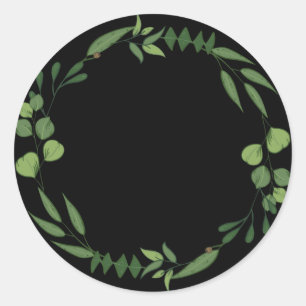 Blank Elegant watercolor leafy ornament Classic Ro Round Sticker