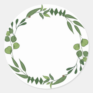 Blank Elegant watercolor leafy ornament Classic Round Sticker
