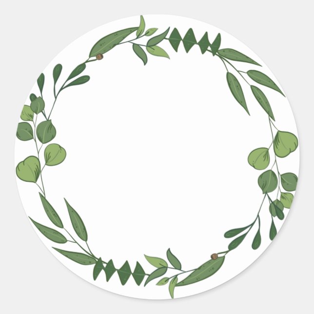 Blank Elegant watercolor leafy ornament Classic Round Sticker (Front)