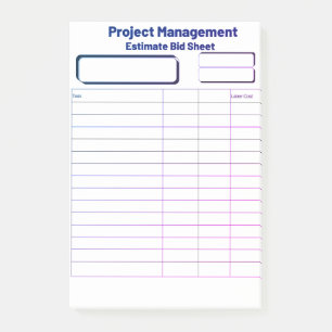 Blank Estimate Bid Sheet Post it Notes