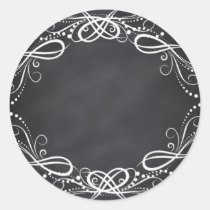 Blank Faux Chalkboard Floral Curves Customize Classic Round Sticker