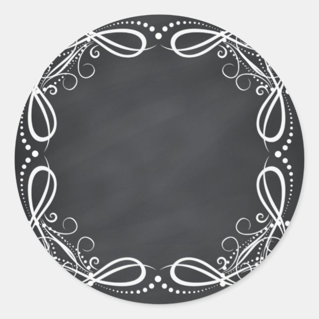 Blank Faux Chalkboard Floral Curves Customize Classic Round Sticker (Front)