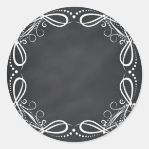 Blank Faux Chalkboard Floral Curves Customize Classic Round Sticker