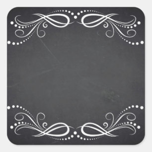 Blank Faux Chalkboard Floral Curves Customize Square Sticker