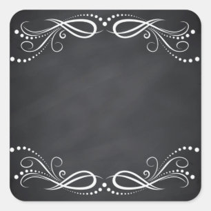 Blank Faux Chalkboard Floral Swirl Customize Square Sticker