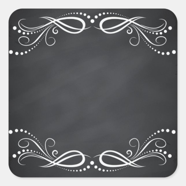 Blank Faux Chalkboard Floral Swirl Customize Square Sticker (Front)