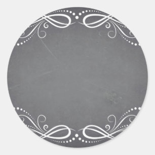 Blank Faux Chalkboard Floral Swirl Customize Text Classic Round Sticker
