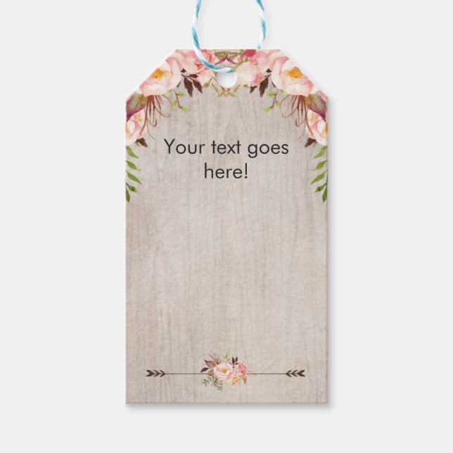 Blank floral boho favour Tag (Front)