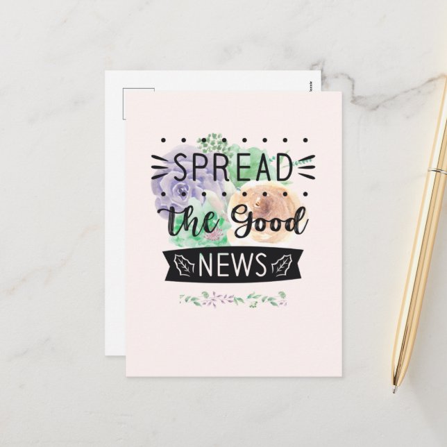 Blank Floral Postcard (Front/Back In Situ)