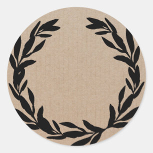 Blank Floral Wreath Label Classic Round Sticker
