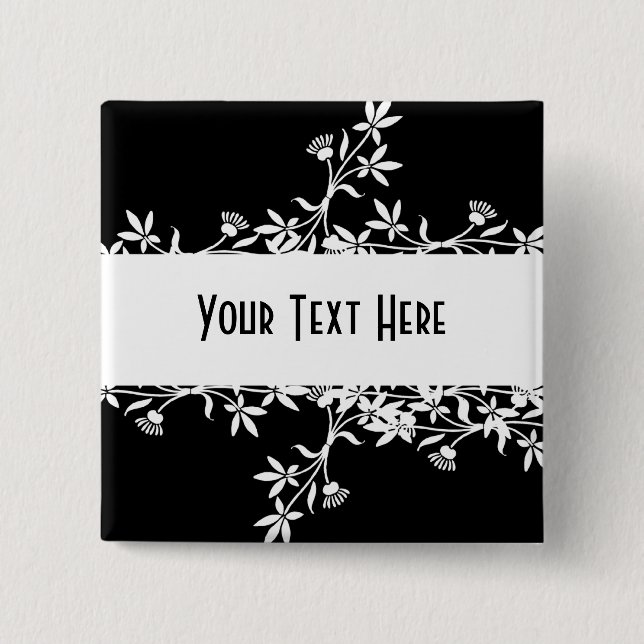 Blank Flower Label - Create Your Own Design 2 Inch Square Button (Front)