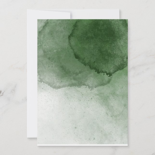 Blank Forest Green Watercolor Wedding Invitation (Front)