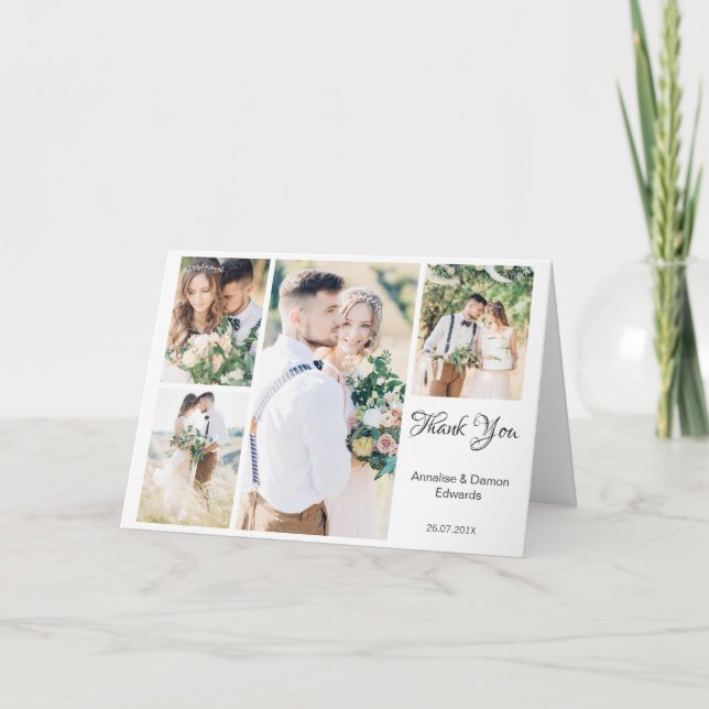 Blank Four Photo Wedding Folding Thanbk You Card (Front)