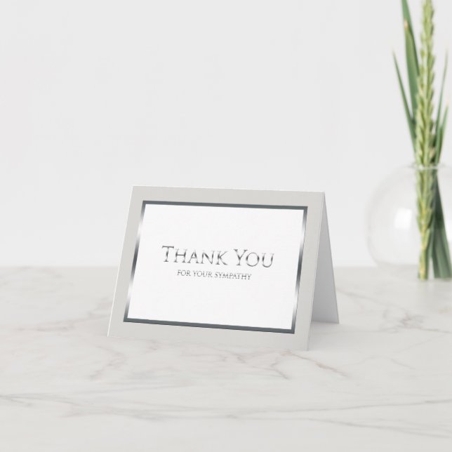 Blank Funeral Thank You Note Card - Classic Silver (Front)