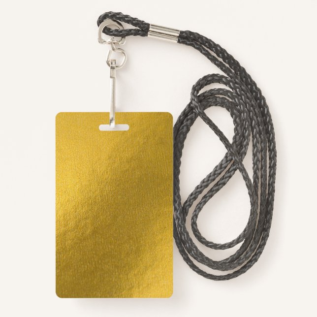Blank Gold DIY Template Custom Text Photo Image  Badge (Front with Lanyard)