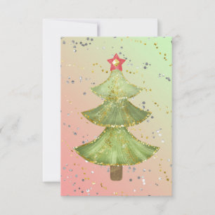 Blank Gold Green Sparkle Modern Christmas Tree   A Announcement