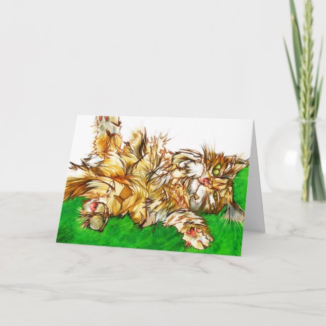 Blank Greeting Card: Tabby Cat Card (Front)