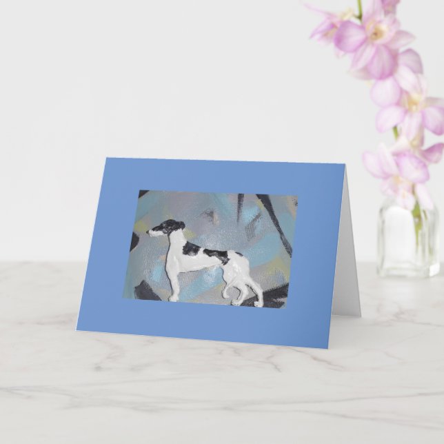 Blank Greyhound Greeting Card (Orchid)