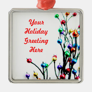Blank Holiday Greeting Metal Ornament