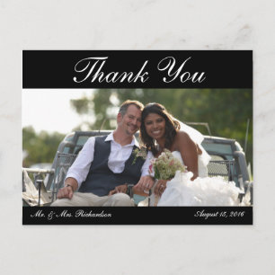 Blank - Horiz. B&W Custom Wedding Photo Thank You Postcard