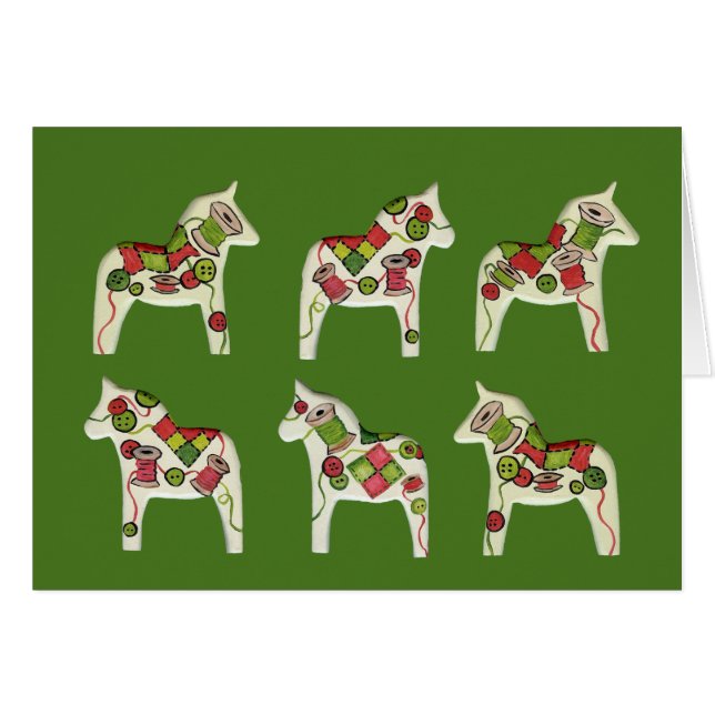 Blank Inside Sewing Horses Card (Front Horizontal)