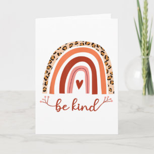 Blank Inspirational Be Kind Boho Rainbow Cheetah  Card