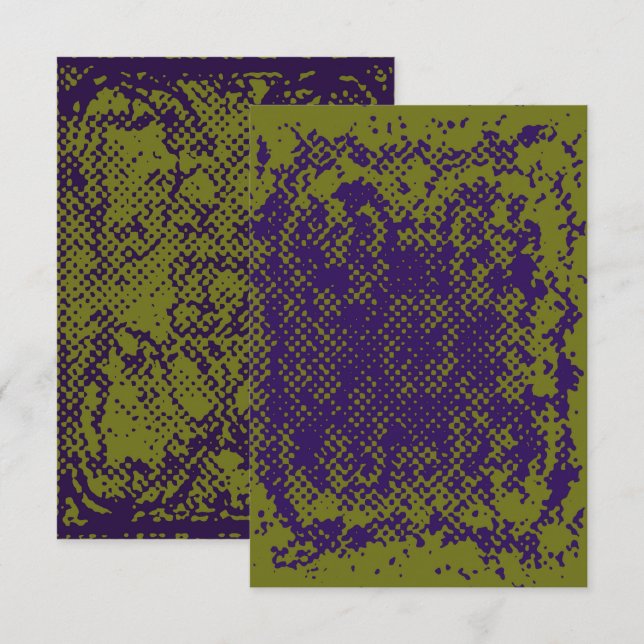 Blank Invitation Card Halftone Grunge Design (Front/Back)