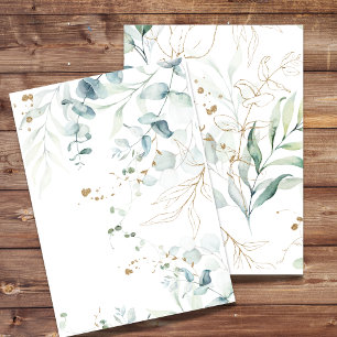 Blank Invitation Eucalyptus Greenery, Gold Swirl