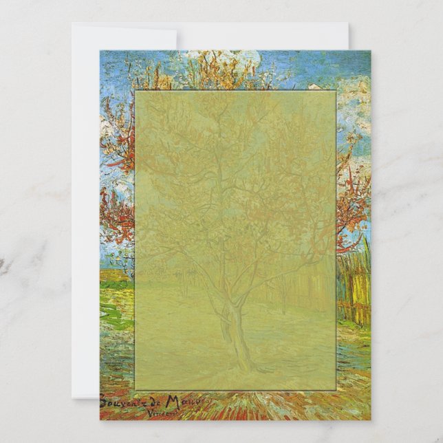 blank invitation, Pink Peach Tree in Blossom Invitation (Front)