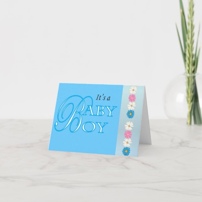 Blank | It's a Baby Boy! Announcement (Front)