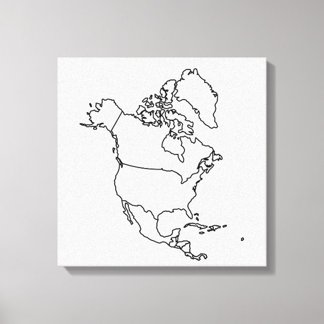 Blank Map of North America Canvas Print (Front)