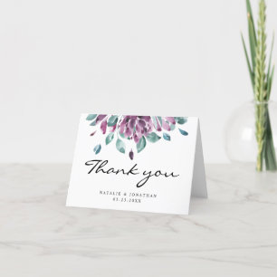 BLANK merci mariage couleur pourpre fleurs d'aquar