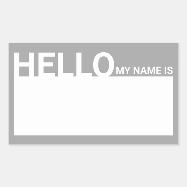 Blank Modern Hello My Name Is Grey Sticker (Front)