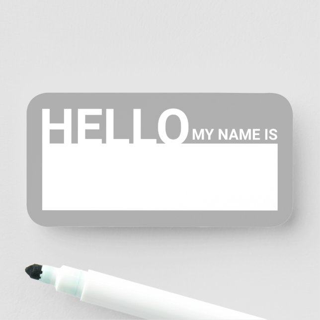 Blank Modern Hello My Name Is Grey Tag (In Situ)