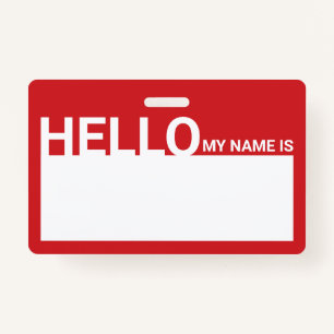 Blank Modern Hello My Name Is Red Badge
