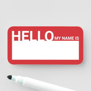 Blank Modern Hello My Name Is Red Tag