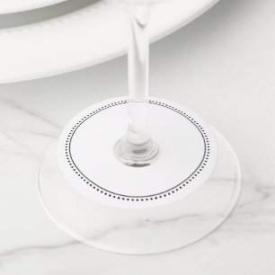 Blank Name Elegant Black and White Milgrain Wine Glass Tag