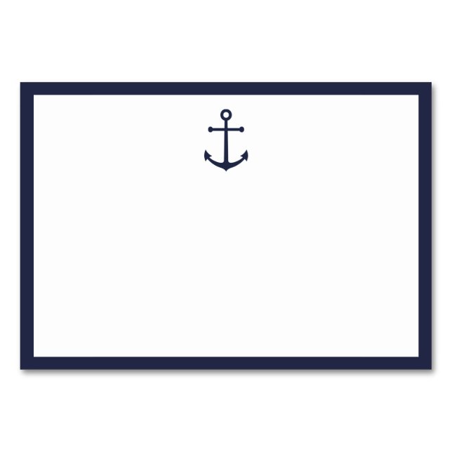 Blank Nautical Navy Blue Anchor Wedding Wishes Table Number (Front)