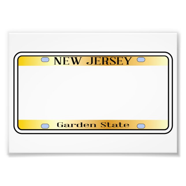 Blank New Jersey State License Plate Photo Print (Front)